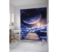 Штора (занавеска) для ванной JoyArty "Большая луна у реки" из сатена, 180х200 см с крючками, sc_10038