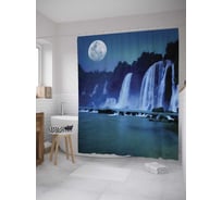 Штора (занавеска) для ванной JoyArty "Лунный водопад" из сатена, 180х200 см с крючками, sc_10151