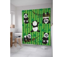 Штора (занавеска) для ванной JoyArty "Добрые панды" из сатена, 180х200 см с крючками, sc_17648