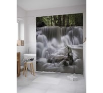 Штора (занавеска) для ванной JoyArty "Скрытый лесной водопад" из сатена, 180х200 см с крючками, sc_10111