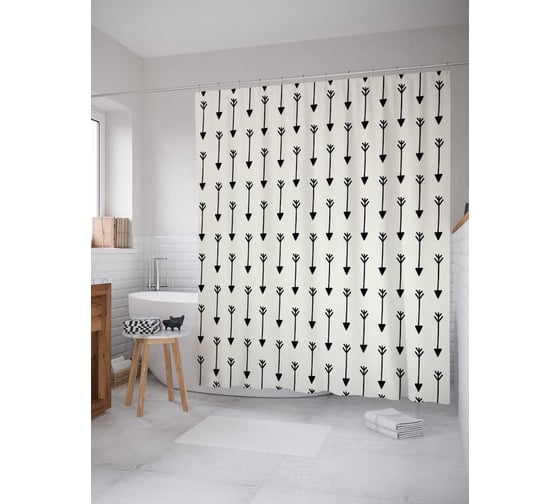 Штора (занавеска) для ванной JoyArty "Вертикальные стрелы" из сатена, 180х200 см с крючками, sc_15274 1
