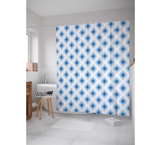 Штора (занавеска) для ванной JoyArty "Морозное очарование" из сатена, 180х200 см с крючками, sc_14325 1