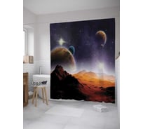 Штора (занавеска) для ванной JoyArty "Вид с чужой планеты" из сатена, 180х200 см с крючками, sc_10041