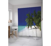 Штора (занавеска) для ванной JoyArty "Вечерний пляж" из сатена, 180х200 см с крючками, sc_10060