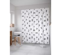 Штора (занавеска) для ванной JoyArty "Узор с символами" из сатена, 180х200 см с крючками, sc_19348
