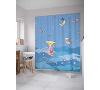 Штора (занавеска) для ванной JoyArty "Звездный амур" из сатена, 180х200 см с крючками, sc_17542