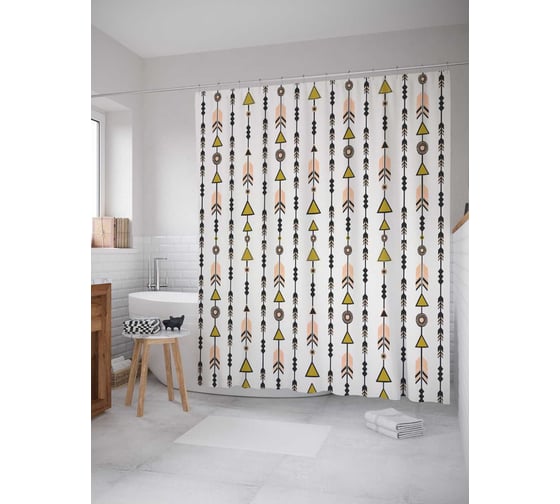 Штора (занавеска) для ванной JoyArty "Вертикальные стрелы" из сатена, 180х200 см с крючками, sc_15275 1