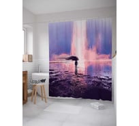 Штора (занавеска) для ванной JoyArty "С зонтом к водопаду" из сатена, 180х200 см с крючками, sc_23024