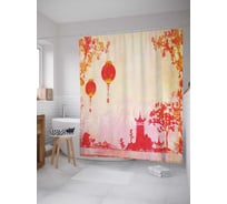Штора (занавеска) для ванной JoyArty "Японские огоньки" из сатена, 180х200 см с крючками, sc_17362