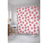 Штора (занавеска) для ванной JoyArty "Следы помады" из сатена, 180х200 см с крючками, sc_17549