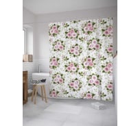 Штора (занавеска) для ванной JoyArty "Цветочные букеты" из сатена, 180х200 см с крючками, sc_10572