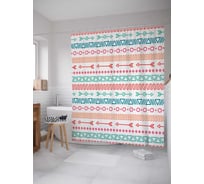Штора (занавеска) для ванной JoyArty "Геометрические полосы со стрелами" из сатена, 180х200 см с крючками, sc_15276