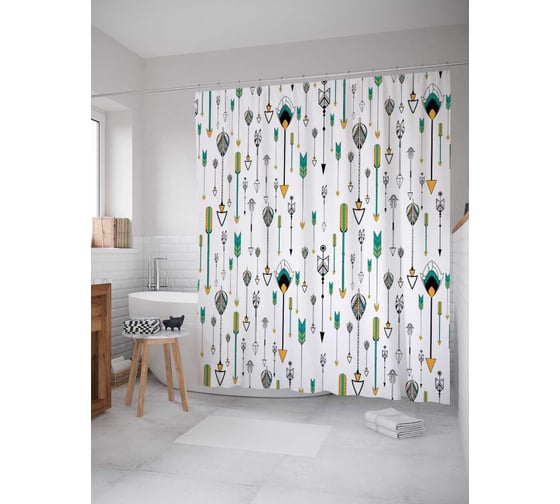 Штора (занавеска) для ванной JoyArty "Предупреждающие стрелы" из сатена, 180х200 см с крючками, sc_20196 1