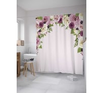 Штора (занавеска) для ванной JoyArty "Арка цветов" из сатена, 180х200 см с крючками, sc_10586