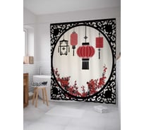 Штора (занавеска) для ванной JoyArty "Креативные фонарики" из сатена, 180х200 см с крючками, sc_17370