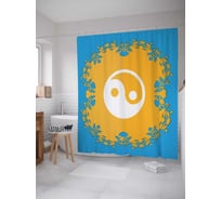 Штора (занавеска) для ванной JoyArty "Солнечные противоположности" из сатена, 180х200 см с крючками, sc_18589