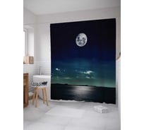 Штора (занавеска) для ванной JoyArty "Полная луна над морем" из сатена, 180х200 см с крючками, sc_15010