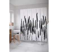 Штора (занавеска) для ванной JoyArty "Темная растительность" из сатена, 180х200 см с крючками, sc_18322