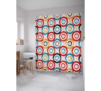 Штора (занавеска) для ванной JoyArty "Узоры с кругами" из сатена, 180х200 см с крючками, sc_18647