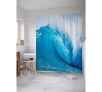 Штора (занавеска) для ванной JoyArty "Опасные волны" из сатена, 180х200 см с крючками, sc_15007