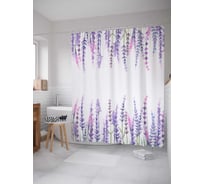 Штора (занавеска) для ванной JoyArty "Цветочки у реки" из сатена, 180х200 см с крючками, sc_18534