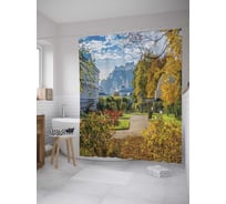 Штора (занавеска) для ванной JoyArty "Осенний пейзаж" из сатена, 180х200 см с крючками, sc_10326