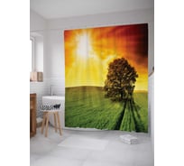 Штора (занавеска) для ванной JoyArty "Дорога под деревом" из сатена, 180х200 см с крючками, sc_17217