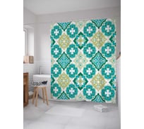 Штора (занавеска) для ванной JoyArty "Цветочный орнамент" из сатена, 180х200 см с крючками, sc_17030