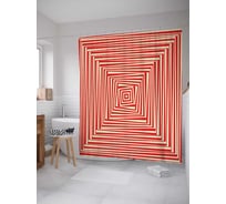 Штора (занавеска) для ванной JoyArty "Квадратные деформации" из сатена, 180х200 см с крючками, sc_18665