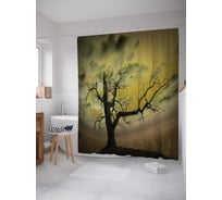 Штора (занавеска) для ванной JoyArty "Засохшее дерево" из сатена, 180х200 см с крючками, sc_17220