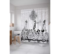 Штора (занавеска) для ванной JoyArty "Показ мод" из сатена, 180х200 см с крючками, sc_19079