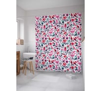 Штора (занавеска) для ванной JoyArty "Цветочный узор" из сатена, 180х200 см с крючками, sc_17738