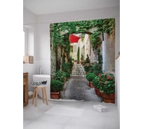 Штора (занавеска) для ванной JoyArty "Ступеньки в саду" из сатена, 180х200 см с крючками, sc_17255
