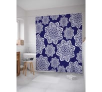 Штора (занавеска) для ванной JoyArty "Расписные снежинки" из сатена, 180х200 см с крючками, sc_17436