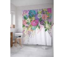 Штора (занавеска) для ванной JoyArty "Цветочное изобилие" из сатена, 180х200 см с крючками, sc_13635