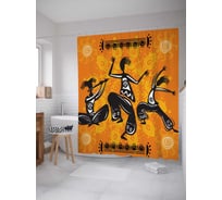 Штора (занавеска) для ванной JoyArty "Этнические танцы" из сатена, 180х200 см с крючками, sc_17552