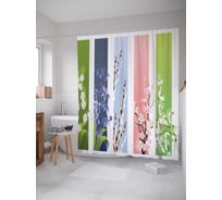 Штора (занавеска) для ванной JoyArty "Цветочная переменчивость" из сатена, 180х200 см с крючками, sc_13633