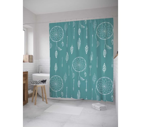 Штора (занавеска) для ванной JoyArty "Ловец снов со стрелами" из сатена, 180х200 см с крючками, sc_10308 1