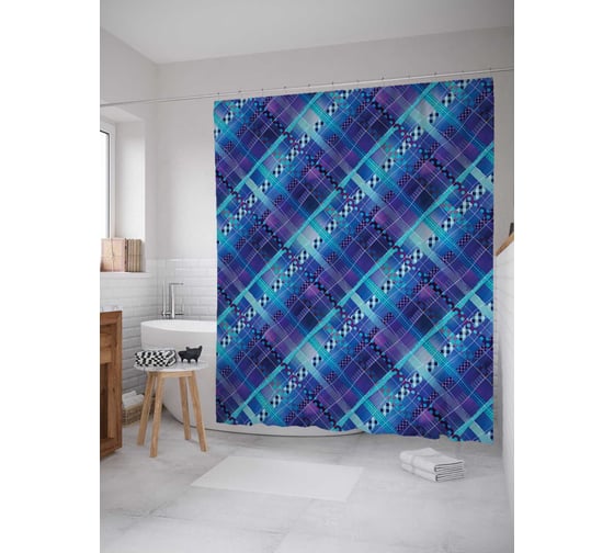 Штора (занавеска) для ванной JoyArty "Классическое полотно" из сатена, 180х200 см с крючками, sc_17438 1