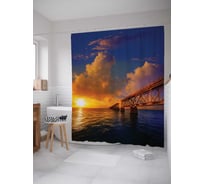 Штора (занавеска) для ванной JoyArty "Мост через океан" из сатена, 180х200 см с крючками, sc_17494