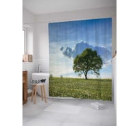 Штора (занавеска) для ванной JoyArty "Начало истории" из сатена, 180х200 см с крючками, sc_17244