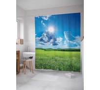 Штора (занавеска) для ванной JoyArty "Найди умиротворение" из сатена, 180х200 см с крючками, sc_13660