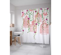 Штора (занавеска) для ванной JoyArty "Домашние голуби" из сатена, 180х200 см с крючками, sc_14259