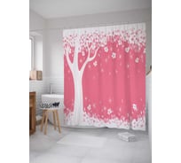 Штора (занавеска) для ванной JoyArty "Цветение в негативе" из сатена, 180х200 см с крючками, sc_14308