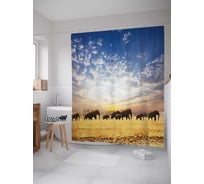 Штора (занавеска) для ванной JoyArty "Слоновья прогулка" из сатена, 180х200 см с крючками, sc_10445