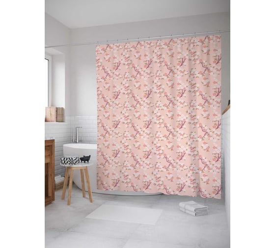 Штора (занавеска) для ванной JoyArty "Феерические волны" из сатена, 180х200 см с крючками, sc_14292 1