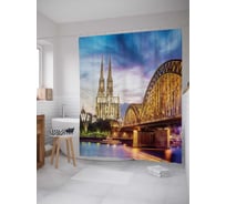 Штора (занавеска) для ванной JoyArty "Освещенный мост" из сатена, 180х200 см с крючками, sc_13650