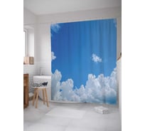 Штора (занавеска) для ванной JoyArty "Облачный пейзаж" из сатена, 180х200 см с крючками, sc_13008
