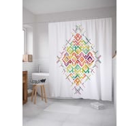 Штора (занавеска) для ванной JoyArty "Разноцветная геометрия" из сатена, 180х200 см с крючками, sc_14917