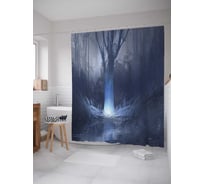 Штора (занавеска) для ванной JoyArty "Дерево со светящимся корнем" из сатена, 180х200 см с крючками, sc_14953